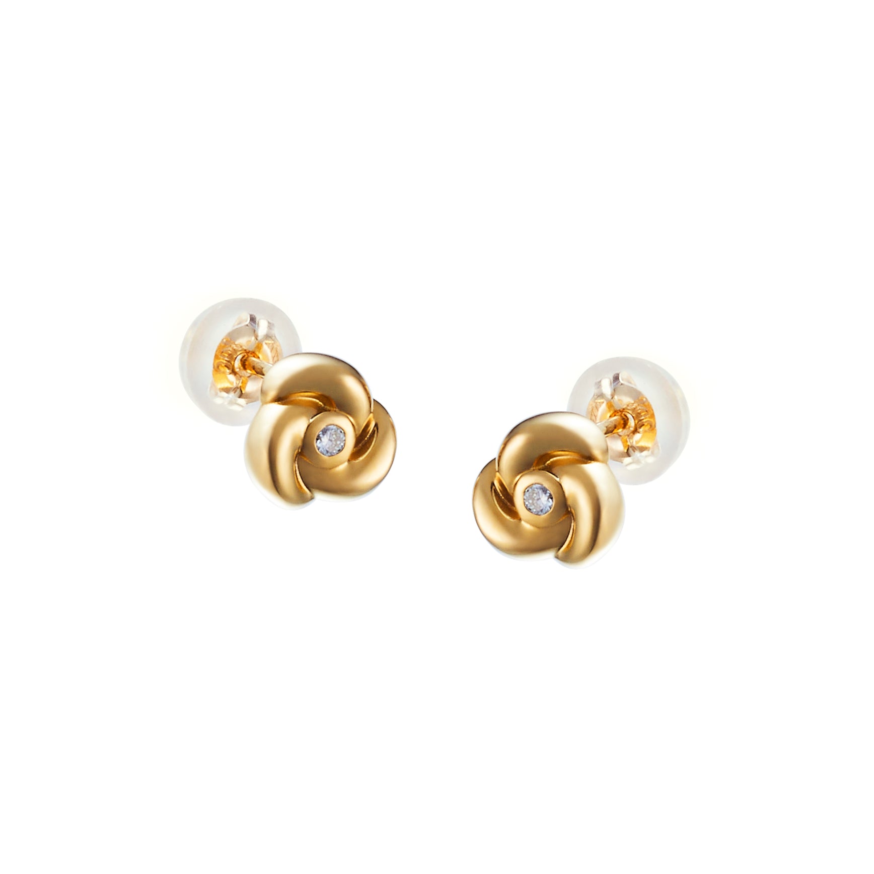 フラワーピアス 18K イエローゴールド 1ペア