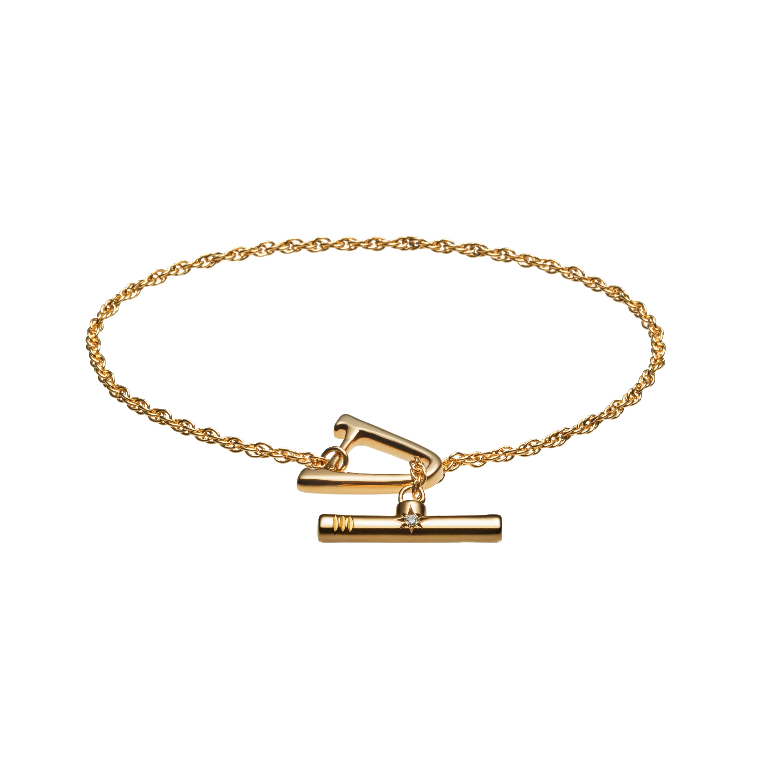 TAチェーンブレスレット ダイヤモンド 18K イエローゴールドヴェルメイユ